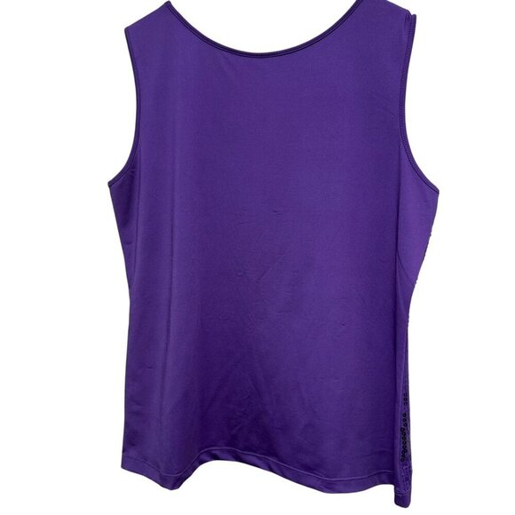 JOAN RIVERS Sequin Top Medium Purple Evening Womens Sleeveless Tank Stretch - Picture 3 of 9